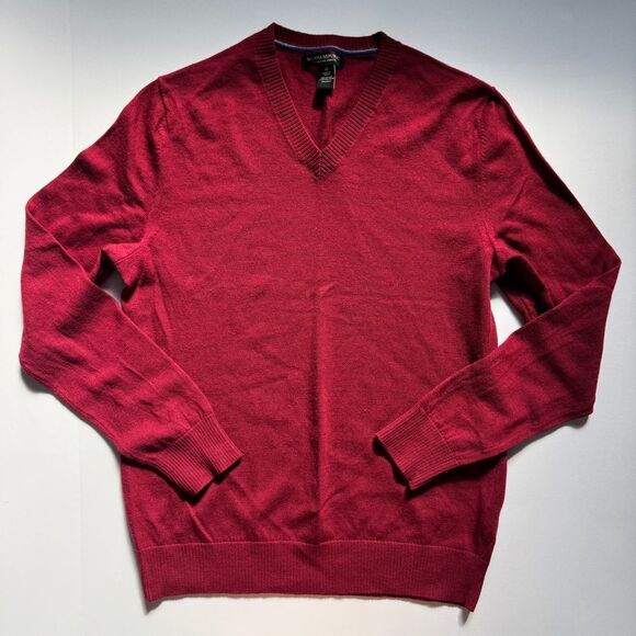 Banana Republic Merino Wool Red V-Neck Sweater Size Medium - Picture 2 of 7